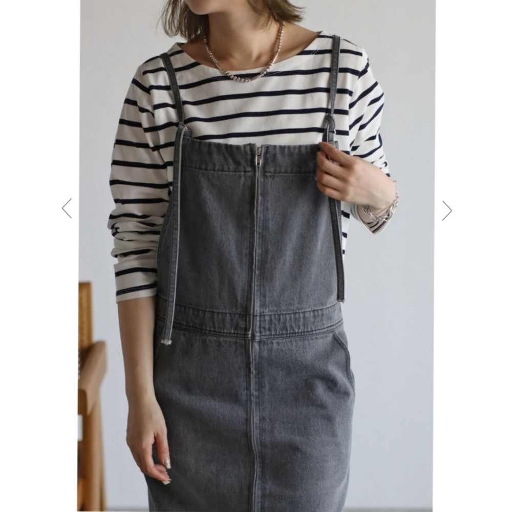 Japanese Brand, Bonjour Sagan, Gray Denim Dress